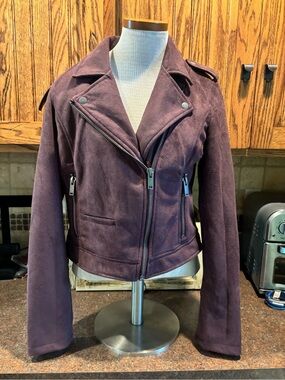 Aeropostale Plum Suede Moto Jacket